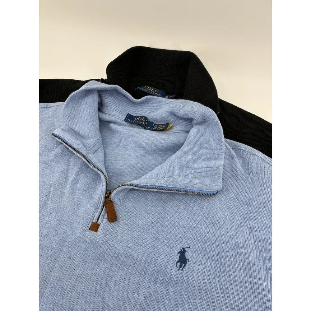 Lot of 2 Polo Ralph Lauren XL Pima Cotton Quarter Zip Sweater Mock Neck Pullover